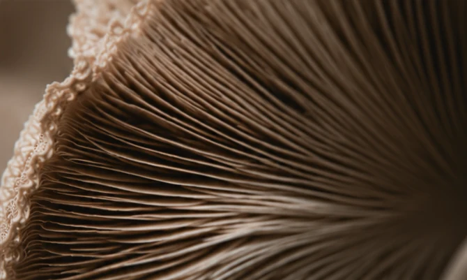 Mushroom gills close up
